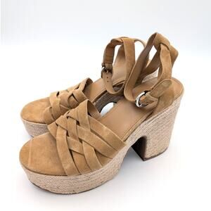 Marc Fisher Oaten Espadrille Platform Wedge Women's Sandals Natural Size US9.5M